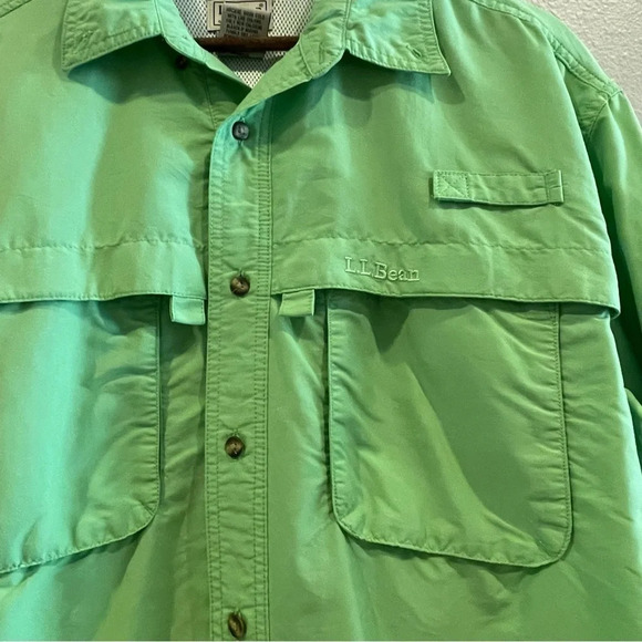 LL Bean Green Tropicwear‎ Performance Outdoor Fishing Hiking Shirt Size L - Picture 7 of 8